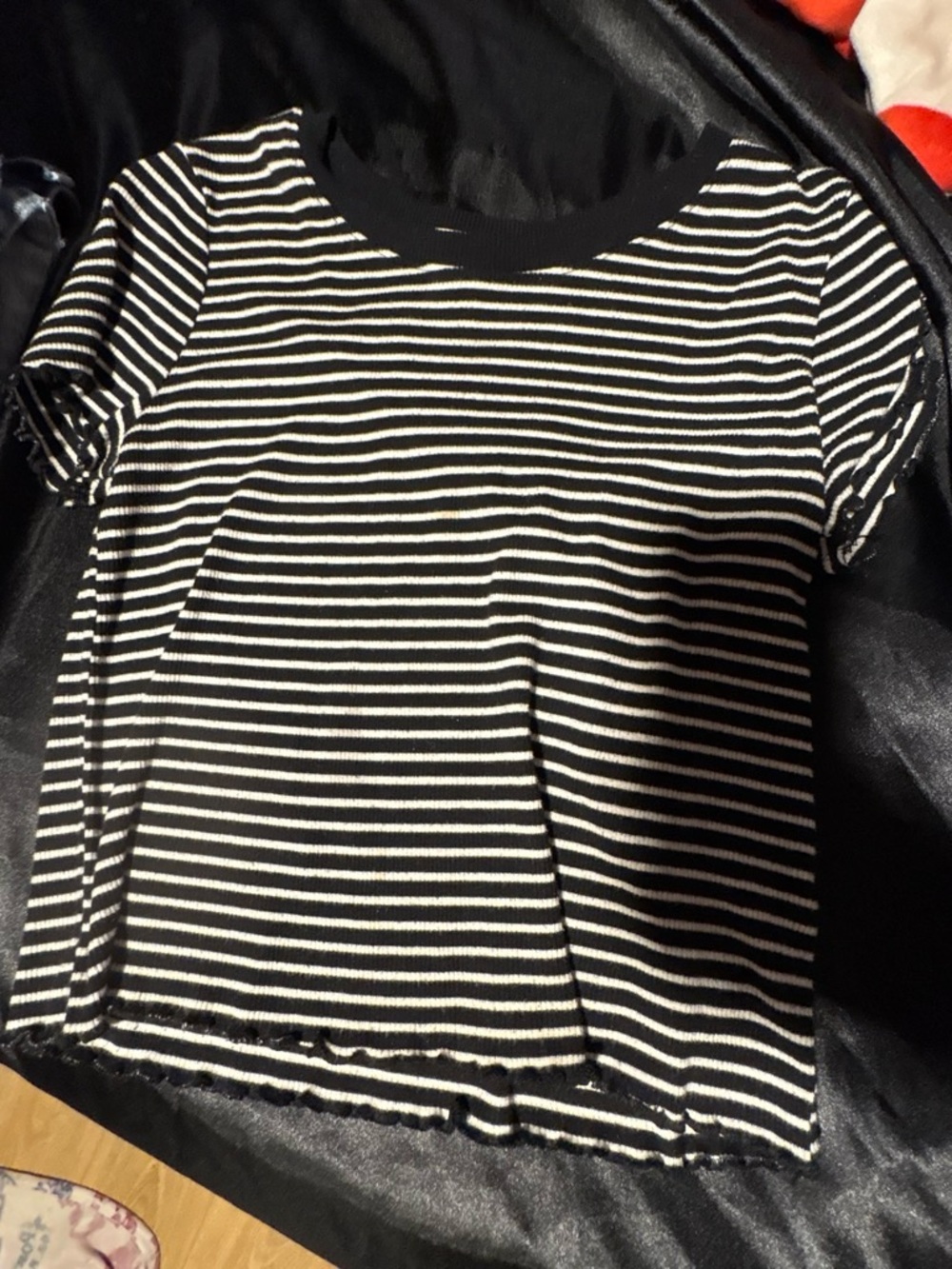 Heart & Hips Black and White Striped Short Sleeve Top